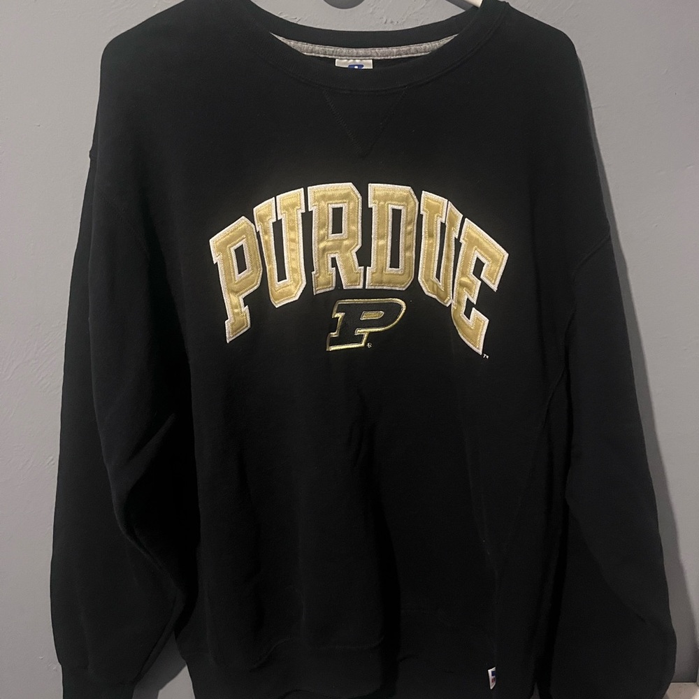 Russell Athletic Black Sweatshirt with Logo Tag at Neck